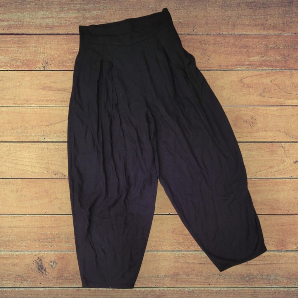 Free People Black Wide Leg Cropped Pants